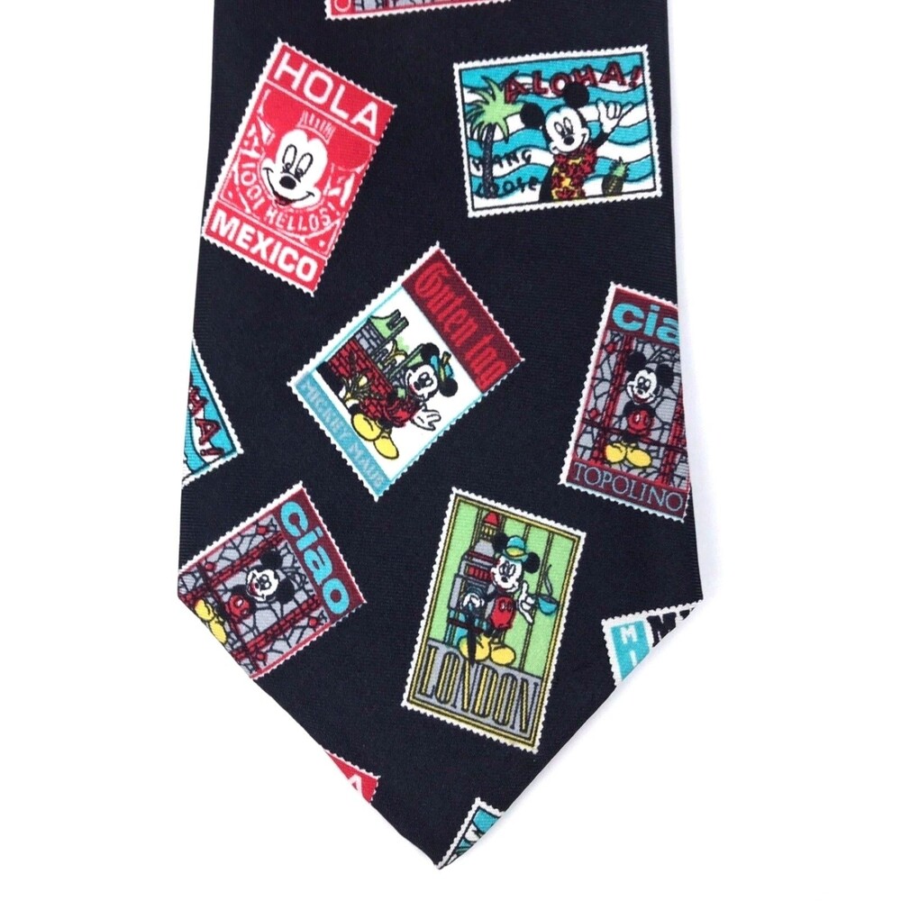 Balancine The Tie Works Disney Mickey Mouse Stamps 100% Silk Tie Novelty Necktie